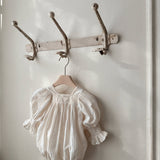 Vintage Puff Sleeve Romper | Cream