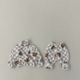 Teddy Gingham Fleece Set | Beige