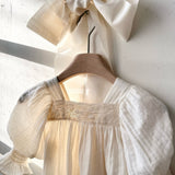 Vintage Puff Sleeve Romper | Cream