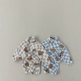 Teddy Gingham Fleece Set | Beige
