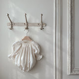 Vintage Puff Sleeve Romper | Cream
