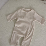 Baby Ribbed Button Romper | Milk
