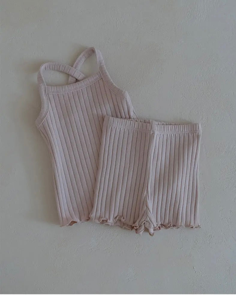 Ribbed Tank Set | Pink