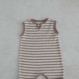 Baby Striped Waffle Romper | Brown