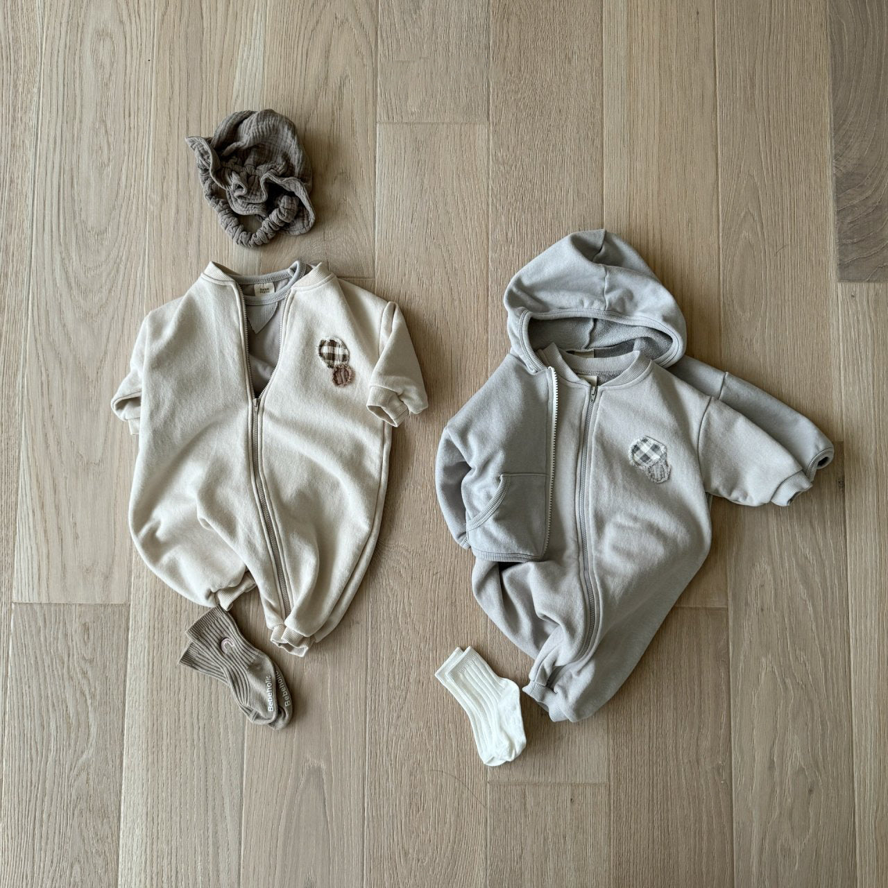 Circle Zip Romper | Grey