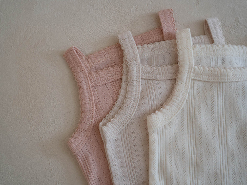 Pointelle Singlet Bodysuit | Bone