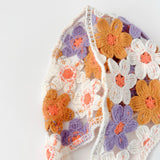 Embroidered Floral Bonnet | Purple/Orange