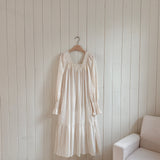 Mama's Vintage Puff Sleeve Dress | Beige Stripe