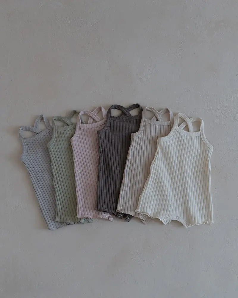 Ribbed Romper | Beige