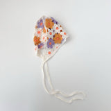 Embroidered Floral Bonnet | Orange/Blue