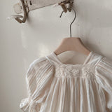 Vintage Puff Sleeve Romper | Cream
