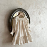 Vintage Puff Sleeve Dress | Beige Stripe