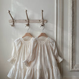 Vintage Puff Sleeve Dress | Beige Stripe