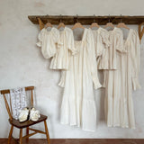 Mama's Vintage Puff Sleeve Dress | Beige Stripe