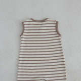 Baby Striped Waffle Romper | Brown