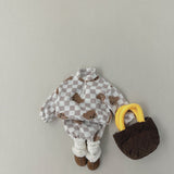 Teddy Gingham Fleece Set | Beige