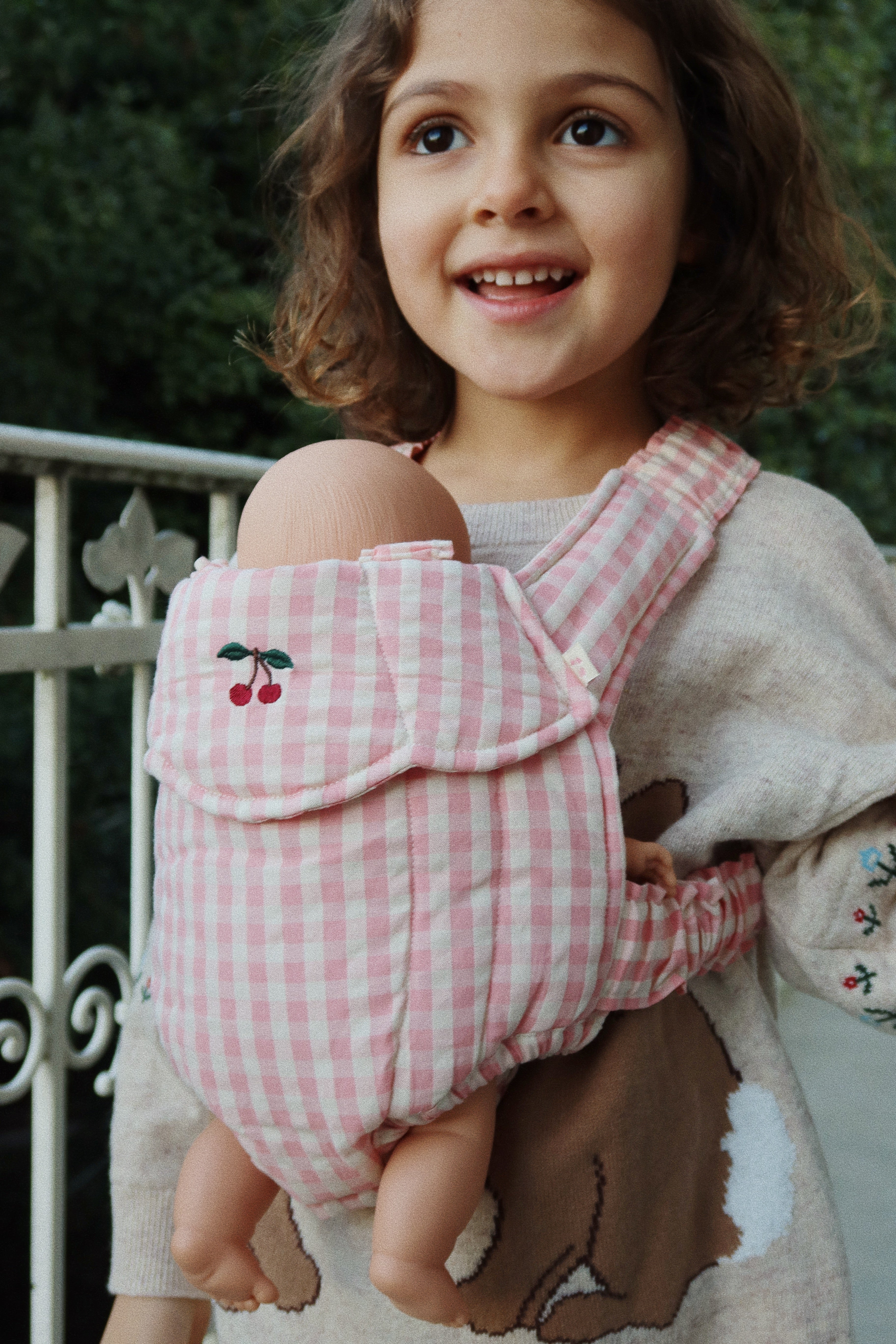 Doll Carrier | Powder Pink Check