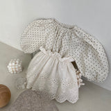 Marie Dotted Romper + Eyelet Skirt - Ivory