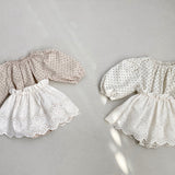 Marie Dotted Romper + Eyelet Skirt - Ivory