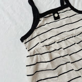 Striped Button Playsuit - Black