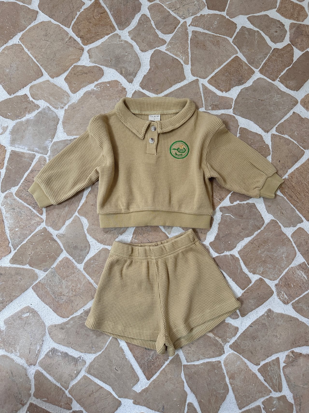 Waffle Tennis Shorties Set | Mustard