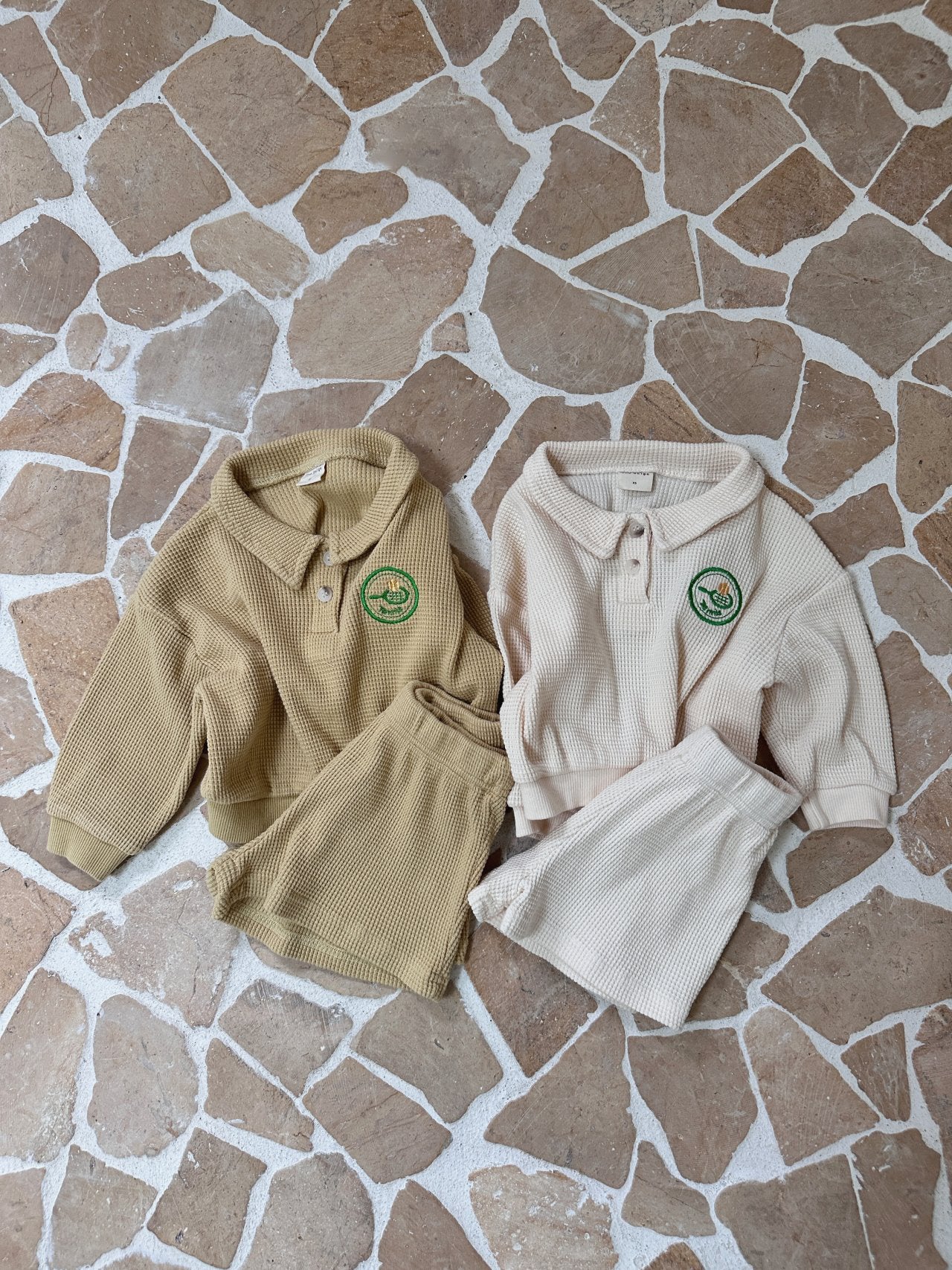 Waffle Tennis Shorties Set | Mustard