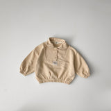 Oversized Button Up Sweatshirt | Beige