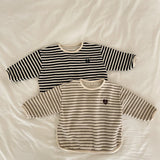 Striped Heart Fleece Top | Black