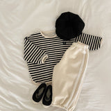 Striped Heart Fleece Top | Black