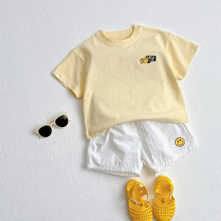 Cars Embroidery Cotton Tee | Yellow