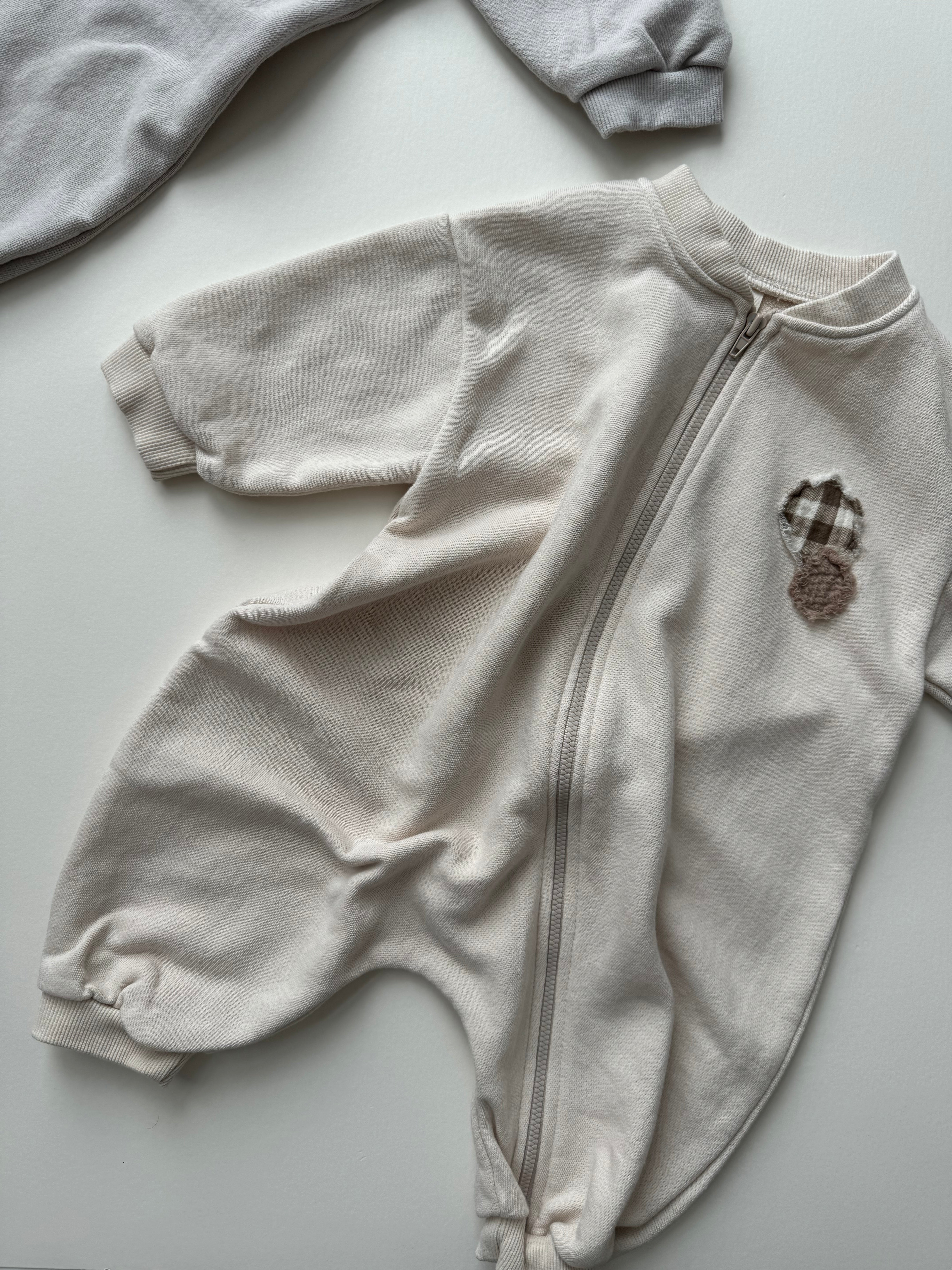 Circle Zip Romper | Grey