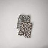 Striped Waffle Biker Shorts | Brown