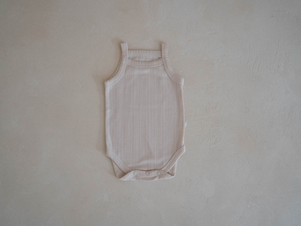 Pointelle Singlet Bodysuit | Bone