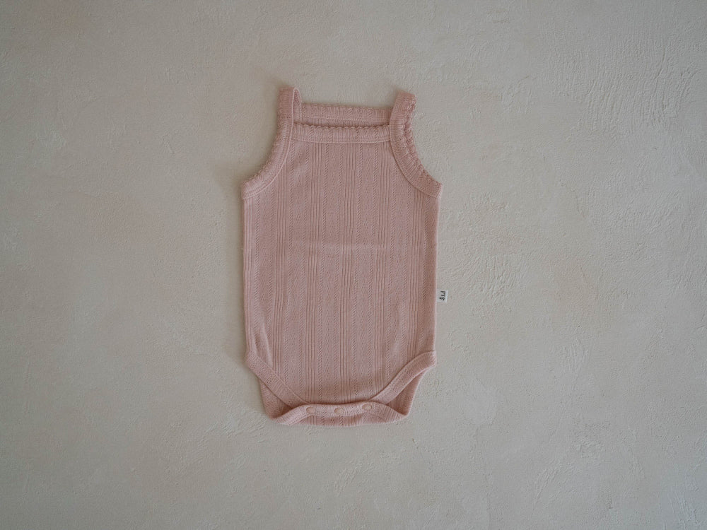 Pointelle Singlet Bodysuit | Coral