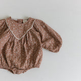 Floral Gauze Bubble Romper | Brick