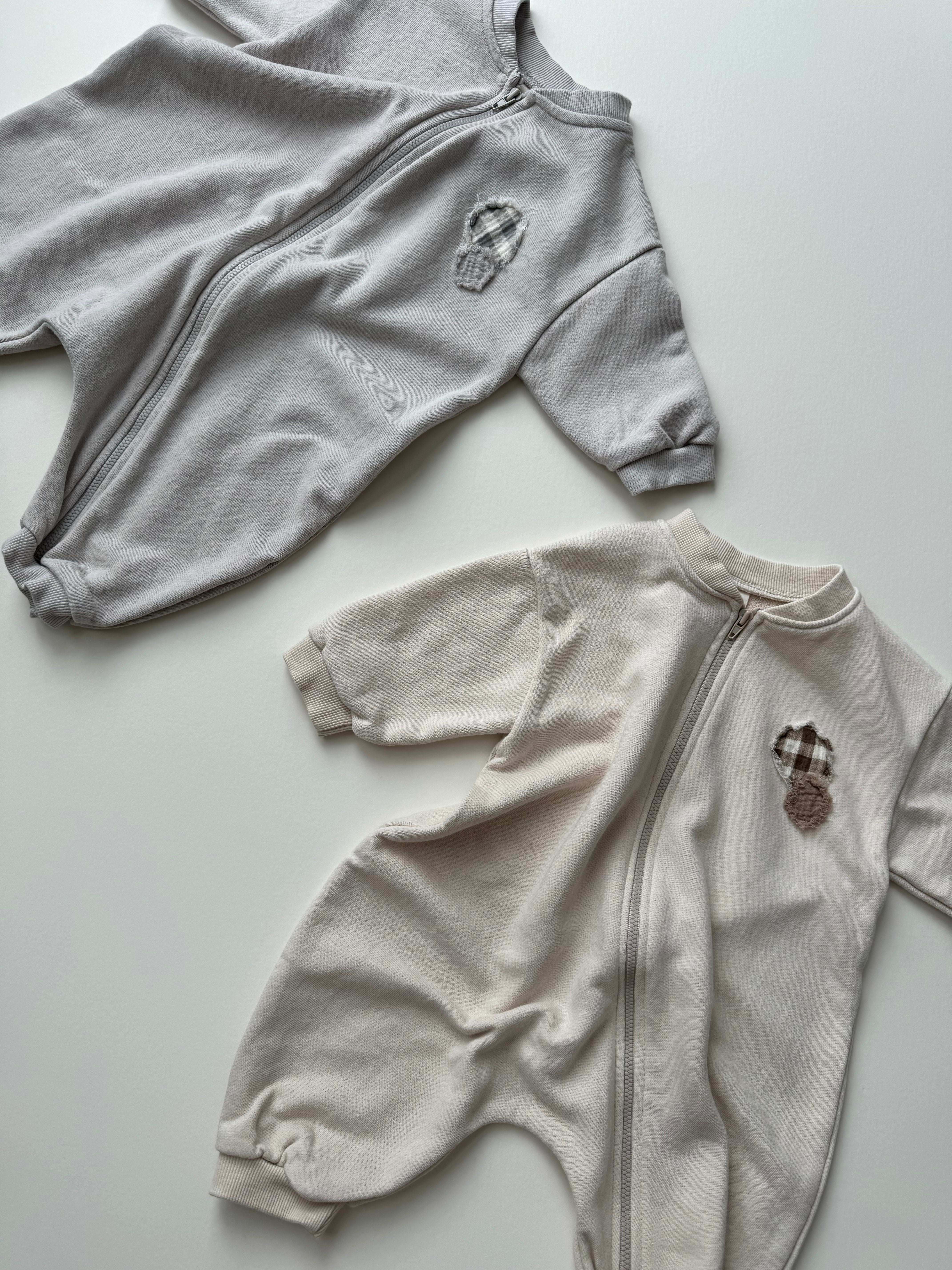 Circle Zip Romper | Grey