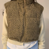 Women's Leopard Puffer Vest