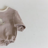 Baby Dino Sweatshirt Romper | Brown