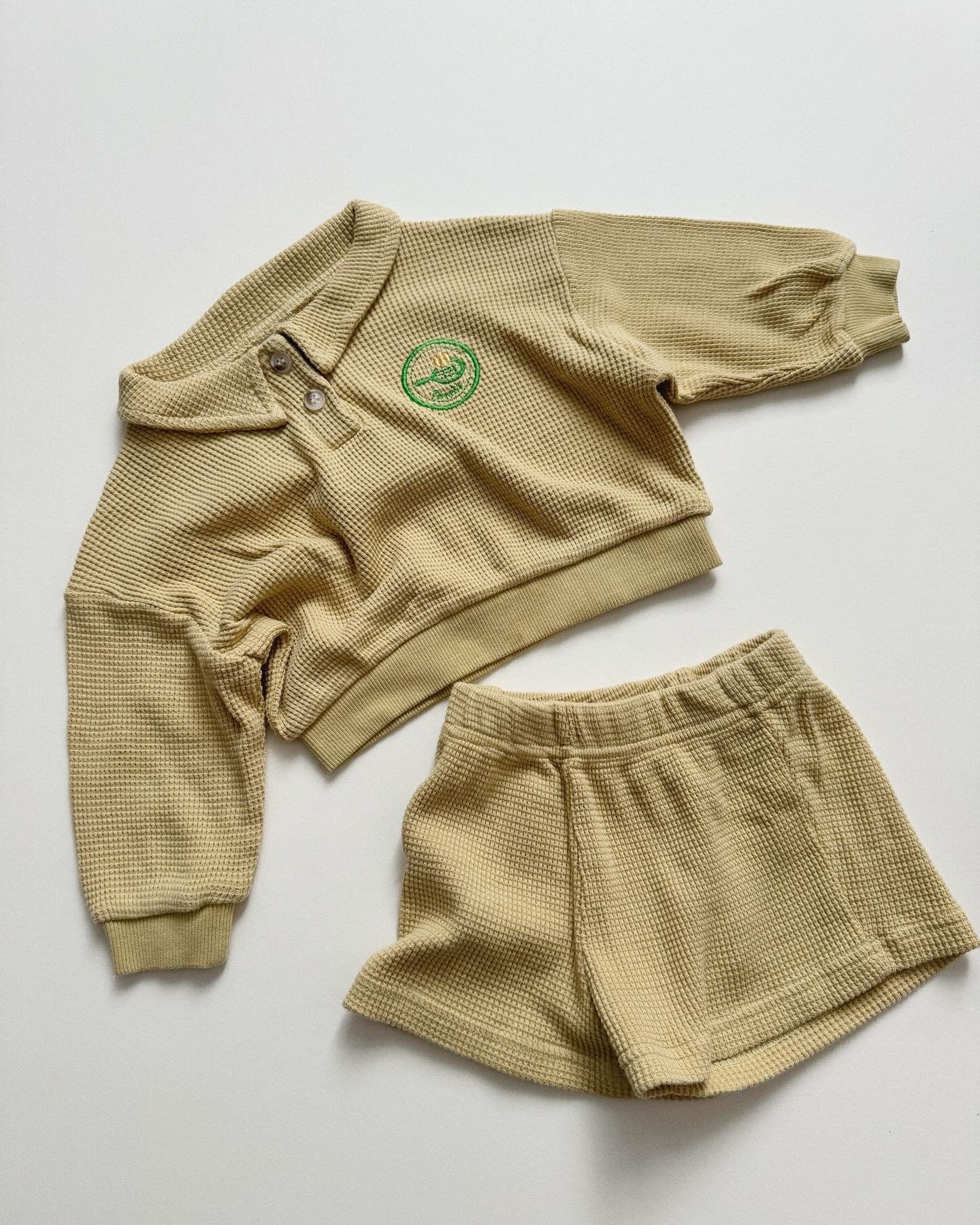 Waffle Tennis Shorties Set | Mustard