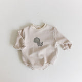 Baby Dino Sweatshirt Romper | Beige