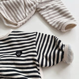 Striped Heart Fleece Top | Black