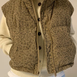 Women's Leopard Puffer Vest