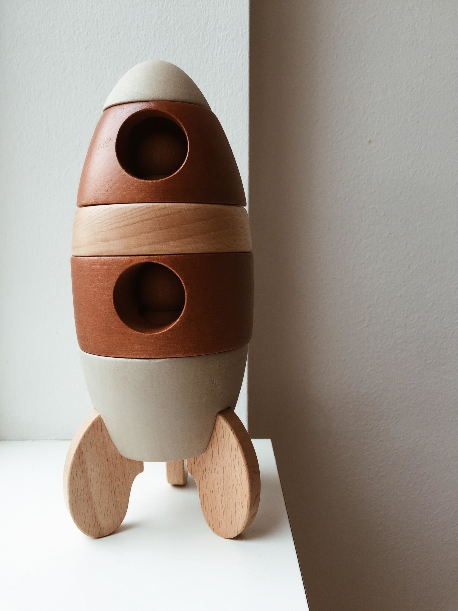Stacking Wood Rocket – Junie Grey