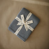 Knitted Ribbed Blanket | Dark Grey Melange