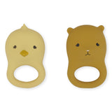 Natural Rubber Teether Toy - Set of 2 - Chicken/Bear