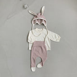 Rabbit Bonnet + Footed Leggings Set - Stripes