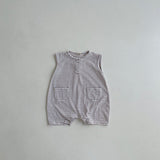 Striped Pocket Playsuit - Cocoa
