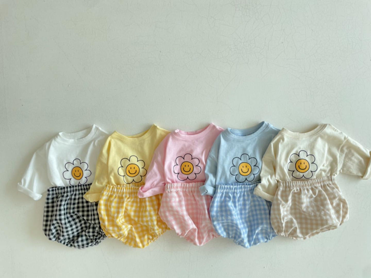 Baby Daisy Check Set - Blue