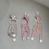 Rabbit Bonnet + Footed Leggings Set - Solid