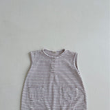 Striped Pocket Playsuit - Cocoa